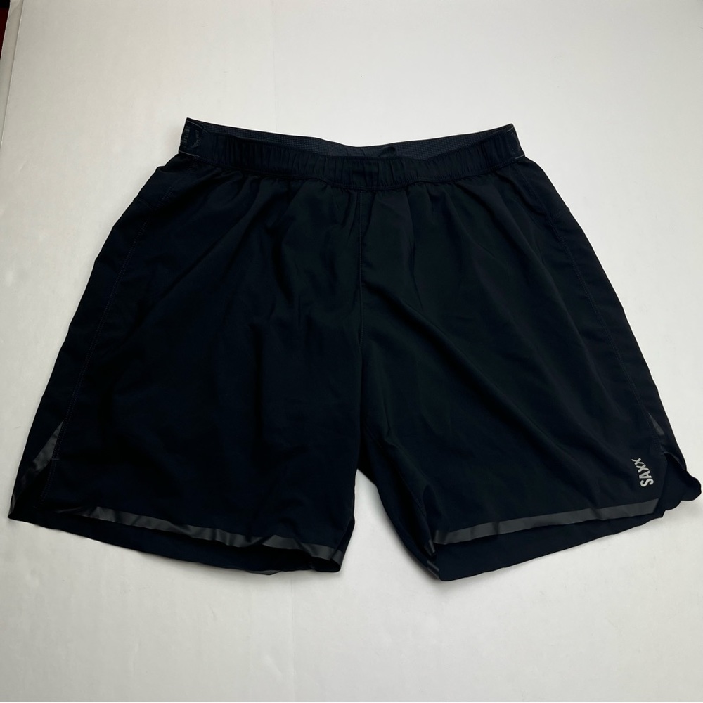 Saxx Ballpark Pouch Pilot 2N1 Mens Athletic Shorts With Liner Size Large Black